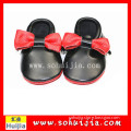 OEM Best sell of Organic real cow leather black and red girl fashion shoes with baby